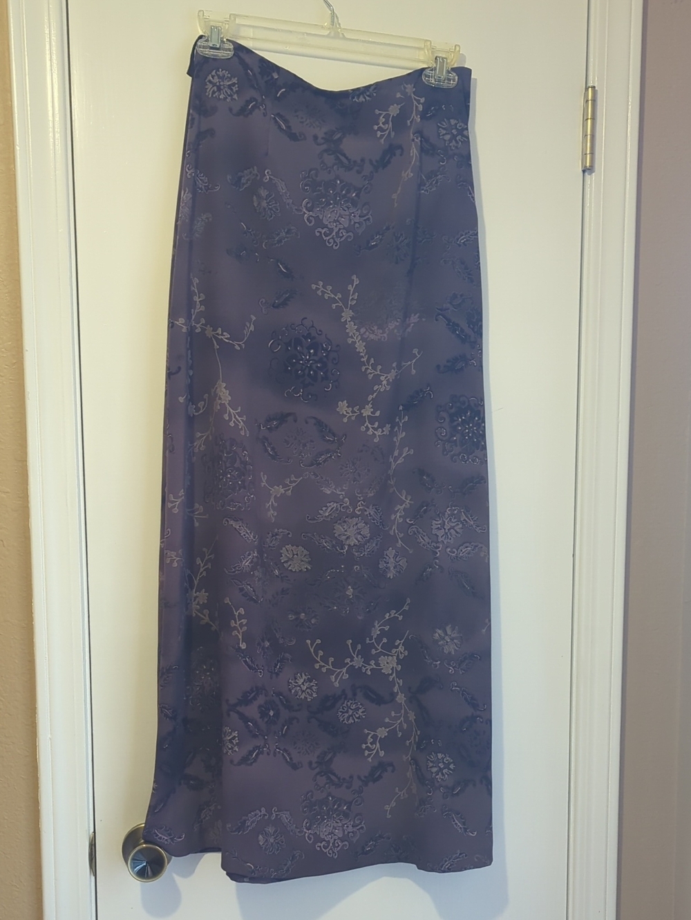 Y2K Purple Floral Jacquard Maxi Skirt